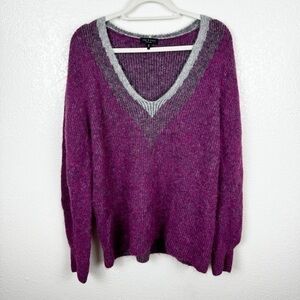 Rag & Bone Jonie Deep V-Neck Sweater Alpaca Wool Blend Purple Size Medium